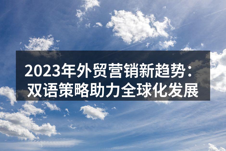 2023年外贸营销新趋势：双语策略助力全球化发展