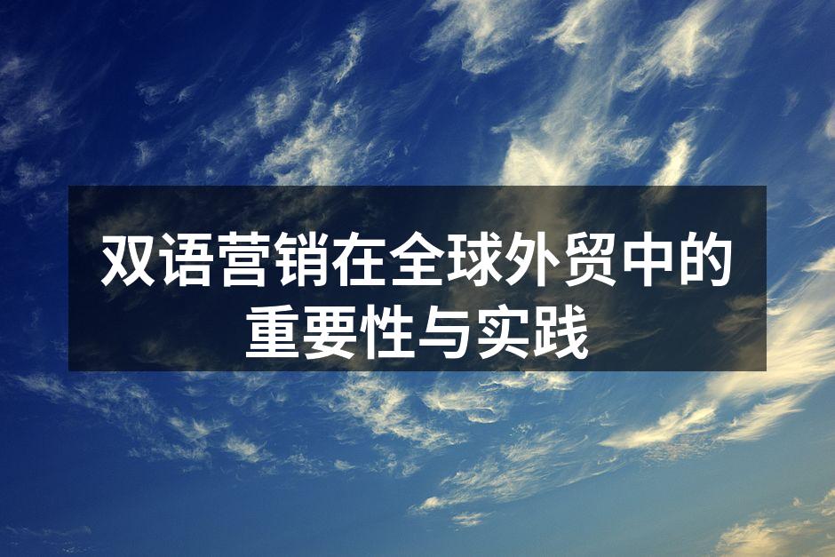 双语营销在全球外贸中的重要性与实践